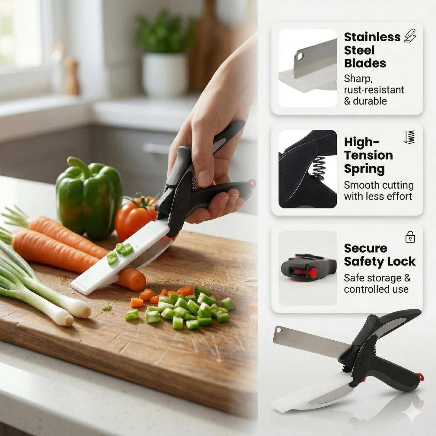 Stainless Chopper |  Easy Pull Mechanism | Fast Effortless Chopping